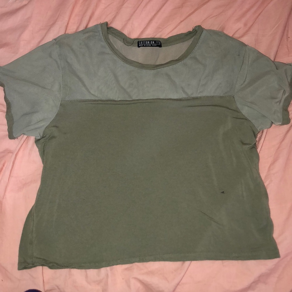 Green shirt with mess top from Cotton On!